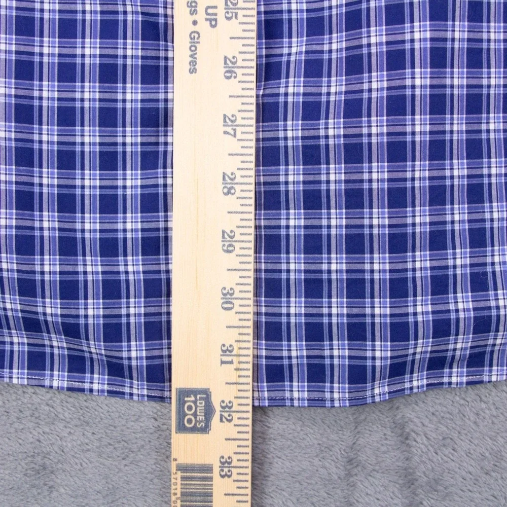 Polo Ralph Lauren Mens Large Blue White Plaid Check‎ LS Button Front Shirt